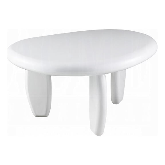 Vayu End Table- 30 Inch Asymmetric- Tri Pebble Legs- High Gloss White