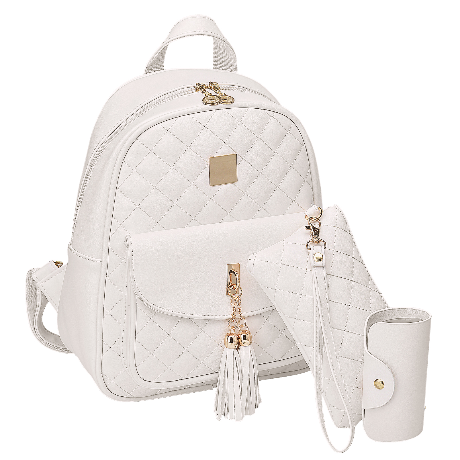 Vbiger 3-in-1 Women Mini Backpack, Leather Small Backpack Purse for Teen Girl, Travel Backpack Cute Schoolbags- White - image 1 of 7