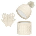 thumbnail image 1 of Vbiger 3Pcs Winter Set, Unisex Kids Warm Knit Hat Scarf & Glove Set, Beanie Cap Circle Scarf and Gloves with Knitted Textile for Children Boys Girls, Beige, 1 of 8