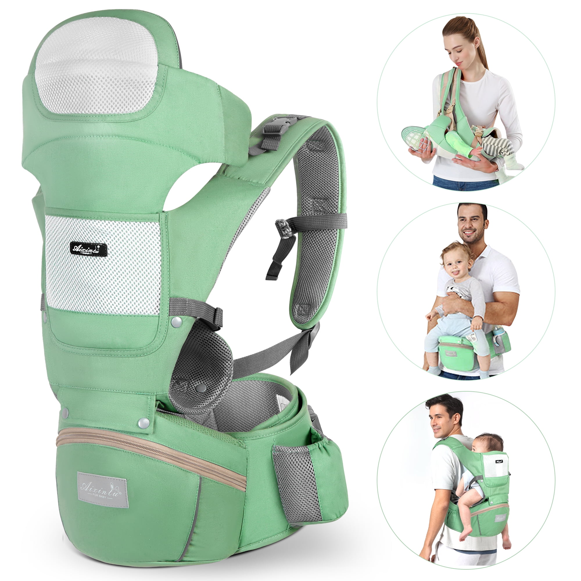 Vbiger 6-in-1 Convertible Baby Carrier Newborn to Toddler, Kangaroo Ergonomic Baby Carrier with Hip Seat Lumbar Support, 8-50 lbs, Green Vbiger 6-in-1 Convertible Baby Carrier Newborn to Toddler, Kangaroo Ergonomic Baby Carrier with Hip Seat Lumbar Support, 8-50 lbs, Green