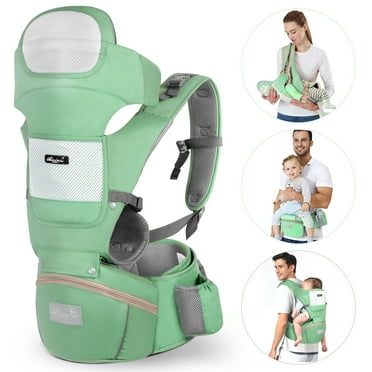 Vbiger 6-in-1 Convertible Baby Carrier Newborn to Toddler, Kangaroo Ergonomic Baby Carrier with Hip Seat Lumbar Support, 8-50 lbs, Green