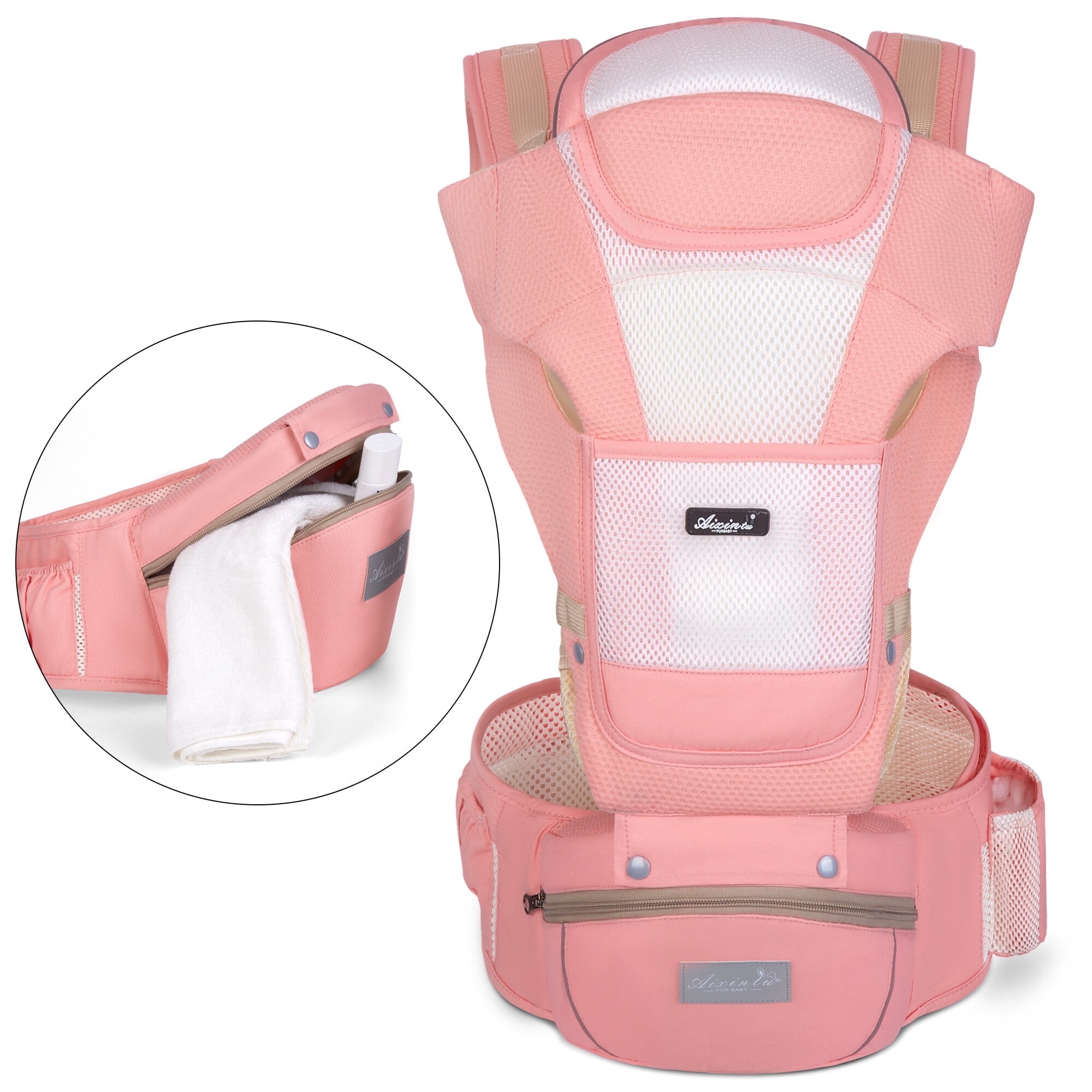 Vbiger Baby Carrier 6-in-1 Convertible Ergonomic Baby Carrier with Hip Seat, Head Support and Breathable Mesh, Pink Vbiger Baby Carrier 6-in-1 Convertible Ergonomic Baby Carrier with Hip Seat, Head Support and Breathable Mesh, Pink