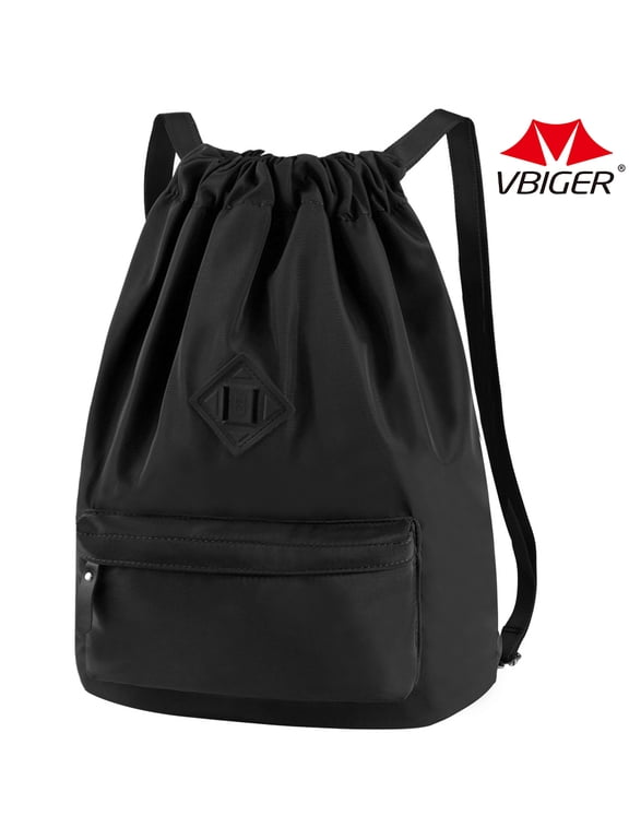 Drawstring Backpack Black Gym Bag Nylon Drawstring Bags Large Capacity Lightweight Backpack