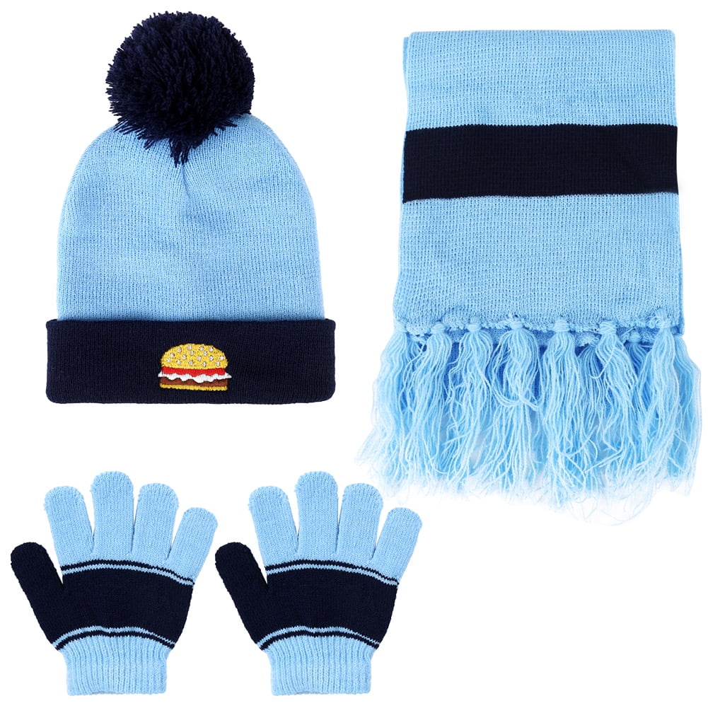Vbiger Kids 3Pieces Knit Hat + Scarf + Gloves Set Winter Warm Set for