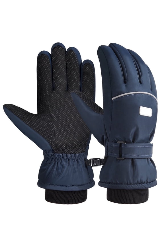 Kids Ski Snow Gloves Boys Girls Warm Winter Gloves Kids Waterproof Windproof Thermal Fleece Anti Slip Mittens with Grip for Skiing Sledding Cycling & Snowboarding -Blue, L