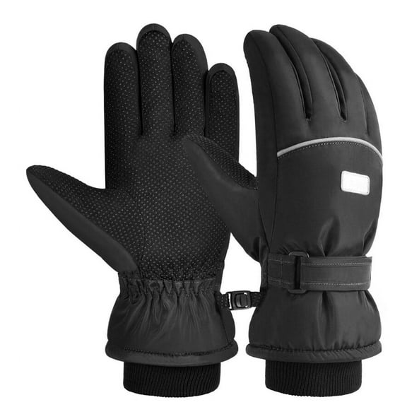 Vbiger Kids Ski Snow Gloves Boys Girls Warm Winter Gloves Kids Waterproof Windproof Thermal Fleece Anti Slip Mittens with Grip for Skiing Sledding Cycling & Snowboarding - Black , L