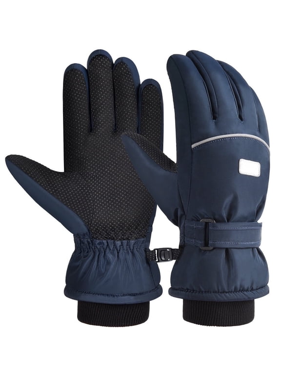 Kids Ski Snow Gloves Boys Girls Warm Winter Gloves Kids Waterproof Windproof Thermal Fleece Anti Slip Mittens with Grip for Skiing Sledding Cycling & Snowboarding - Blue S