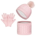thumbnail image 1 of Vbiger Kids Warm Knit Hat, Scarf & Glove Set, Pink 3-Piece Winter Set, Beanie Cap Circle Scarf and Gloves with Knitted Textile for Children Boys Girls, 1 of 8