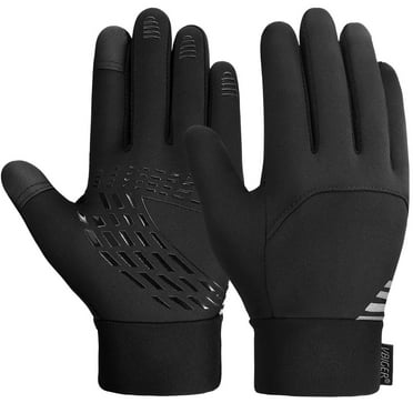 Vbiger Kids Winter Gloves Thickened Touch Screen Gloves Cold Weather Gloves with Reflective Designs- Ideal Gift for Christmas, 10-12 Years Black