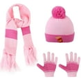 thumbnail image 1 of Vbiger Kids Winter Hat Scarf Gloves 3 Pcs Winter Hat and Glove Set Cold Weather Knit Beanie Long Tassel Scarf with Fleece Lining for Boys Girls Age 1-7 Years Old, Pink, 1 of 8