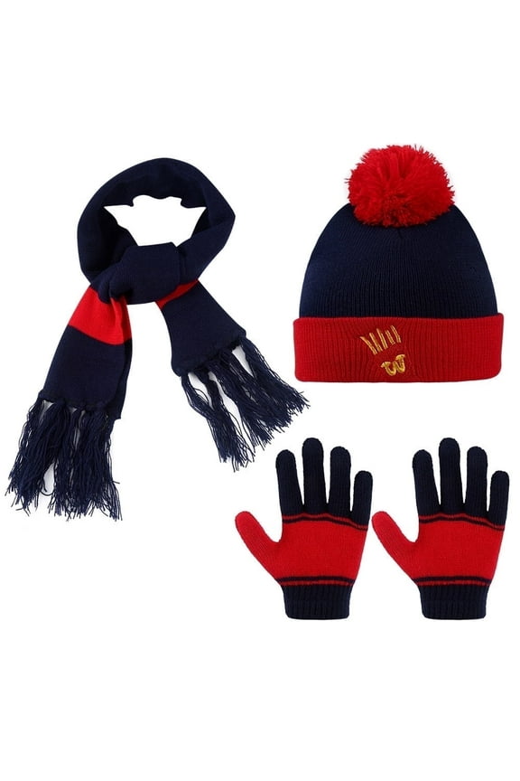 Kids Winter Hat Scarf Gloves 3 Pcs Winter Hat and Glove Set Cold Weather Knit Beanie Long Tassel Scarf with Fleece Lining for Boys Girls Age 1-7 Years Old, Red