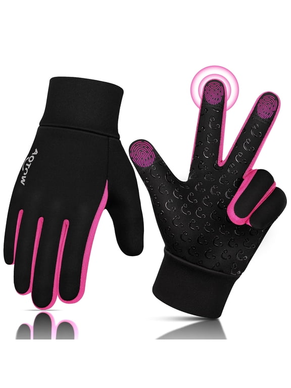 Kids Winter Sport Gloves - for Boys Girls Outdoor Running Cycling Gloves Anti-slip Warm Touch Screen Gloves,S