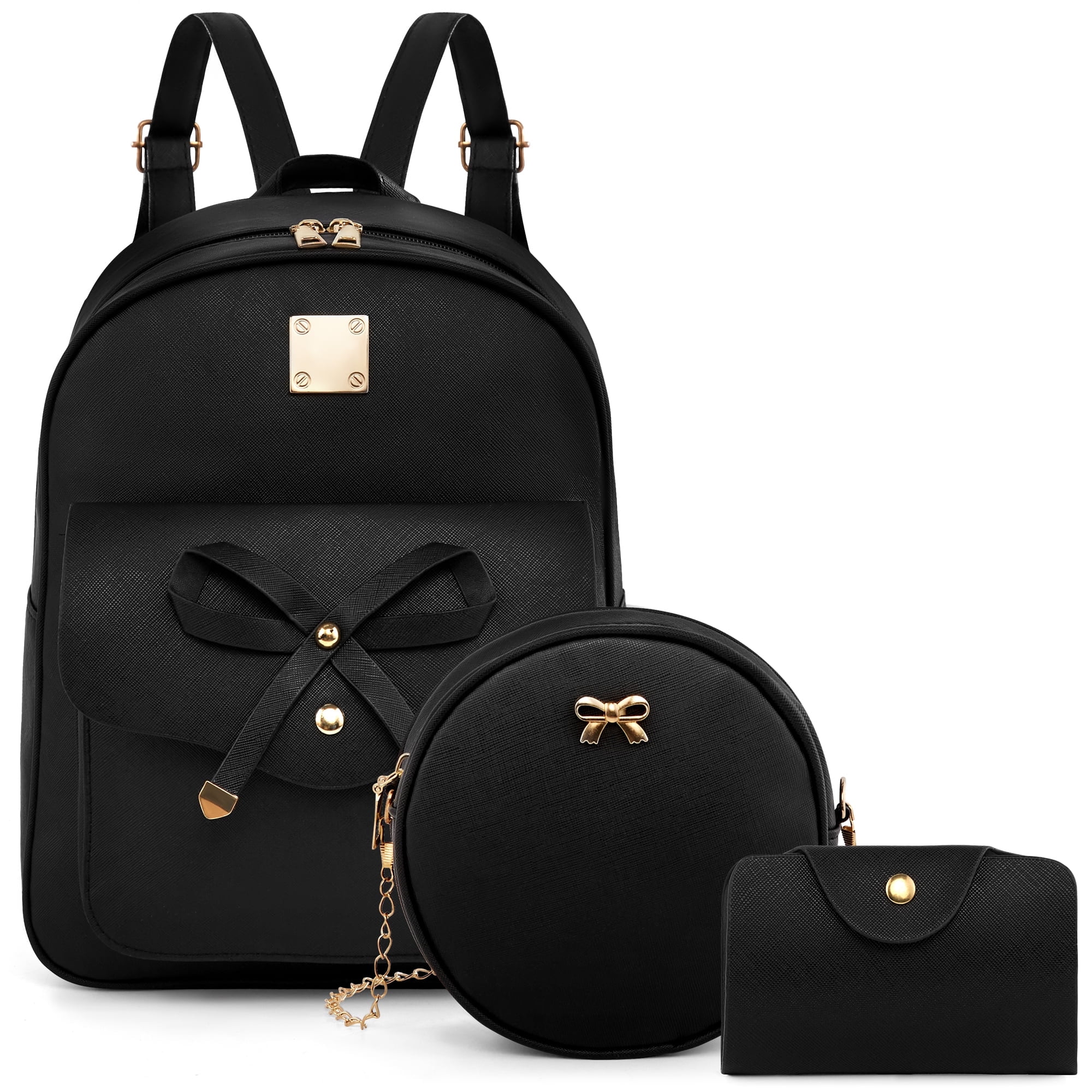 Vbiger Stylish Leather Backpack Purse for Girls, 3-Piece Mini School ...