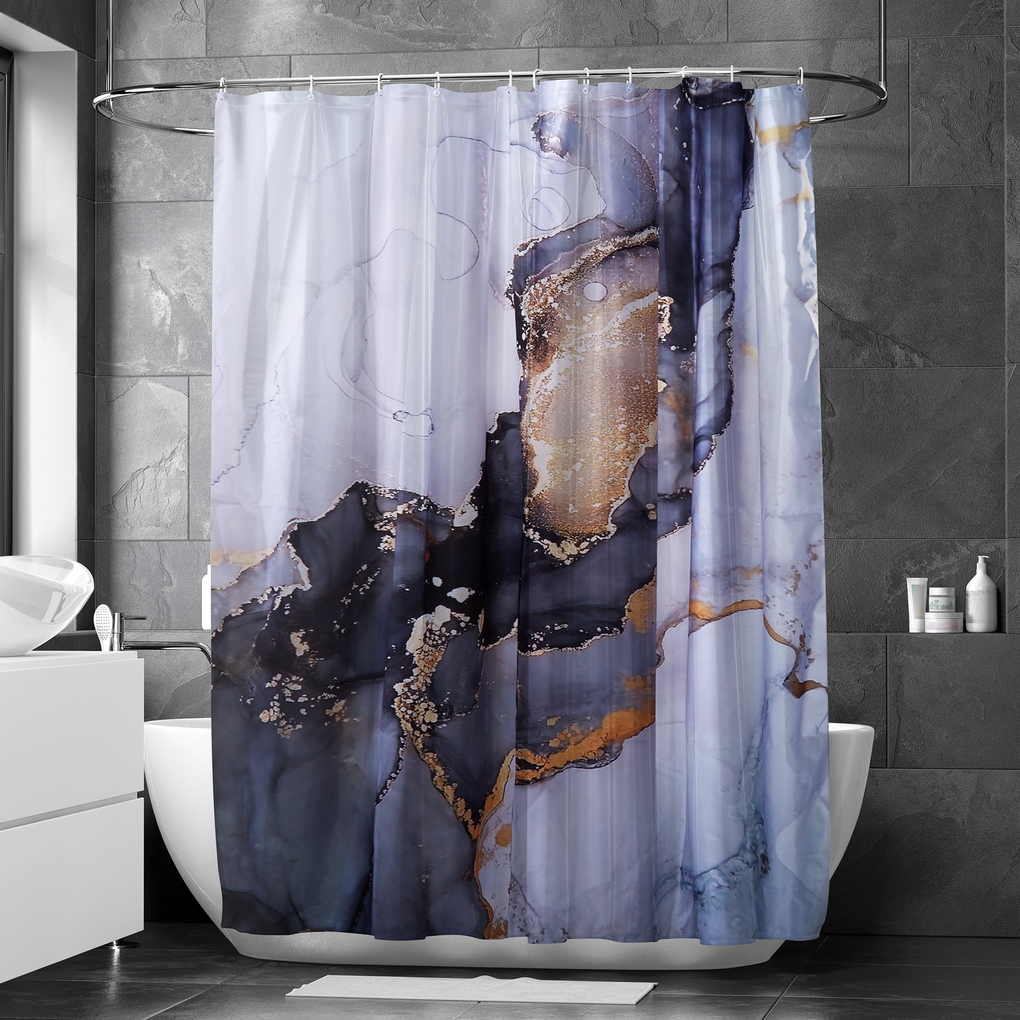 Vbiger Marble Shower Curtain for Bathroom, Luxury Granite Shower Curtains Liner Polyester Fabric