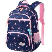 Vbiger School Backpacks for Girls, Kids School Bookbag with Reflective Strips, Large Capacity Girls School Bags Gifts, Dark Pink