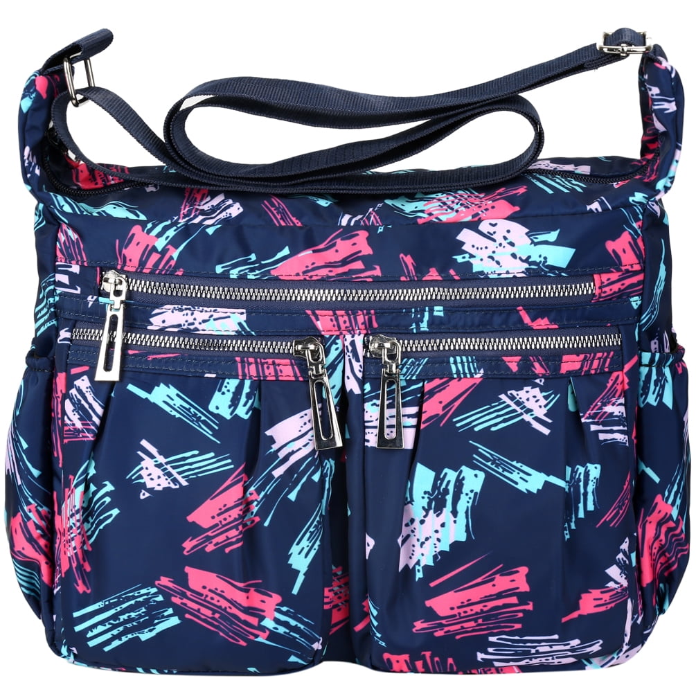 Simple Design Black Large Capacity Hobo Bag With Double Zipper, Lightweight  Nylon Crossbody Bag For Women