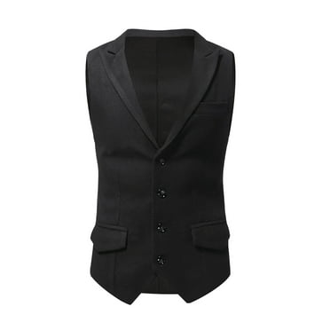 Vblhal Lightning Deals Today Trendy Dress Suit Vest for Men Classic Business Formal Waistcoat V-Neck Fitted Vest Wedding Tuxedo Vests with Pockets