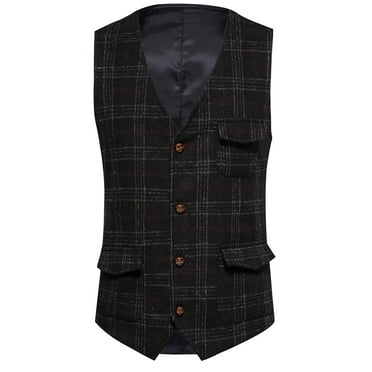 Vblhal Prime Day Deals of the Week Men's Groom Wedding Tuxedo Vest Classic Single Breasted Formal Vests V-Neck Formal Business Vest Jacket