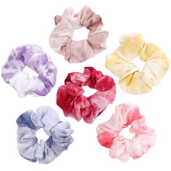 Vbruky 7 PCS Elastic Scrunchies, Tie Dye Chiffon Hair Ties for Girls Women, Stretchy Ponytail Holders, Hair Bands for Thick Thin Hair