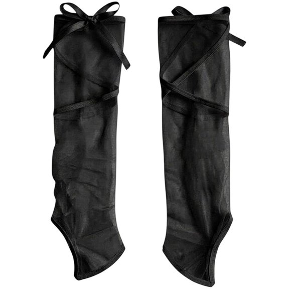 Vbsqjc 1 Pair Black Strap Mesh Leg Warmers Breathable Long Leg Covers for Ballet Yoga One Size