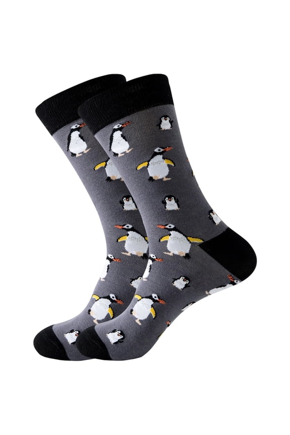 1 Pair Unisex Penguin Pattern Novelty Crew Socks Funny Street Style Socks One Size