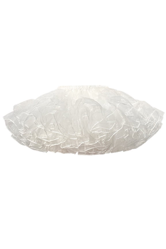 1 White Multi-layer Ruffled No Hoop Skirts Fluffy Bubble Crinoline Underskirt for Daily Outfits