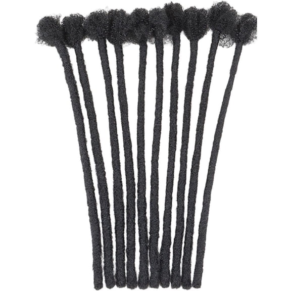 Vbsqjc 10 Strands Black Human Hair Dreadlock Extensions 6inches 1Set