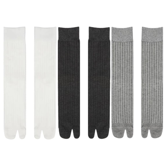 Vbsqjc 3 Pairs Cotton Knee High Split Toe Tabi Socks Women Slouch Sandal Socks One Size