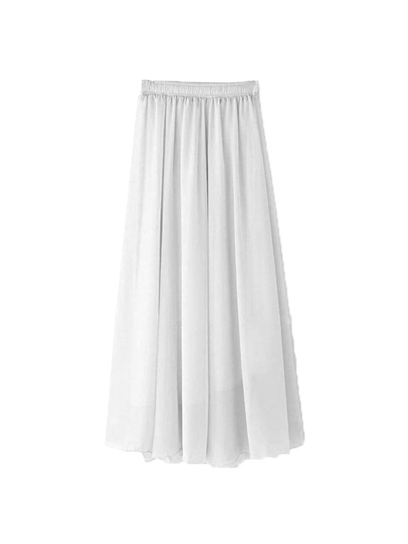 Black 720 Degree Big Swing Satin Long Skirts 1Pc