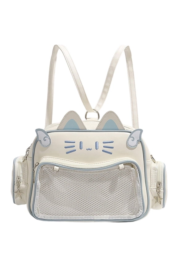 Blue Cat Shape PU Ita Backpacks Casual Daily Backpack 1Pc