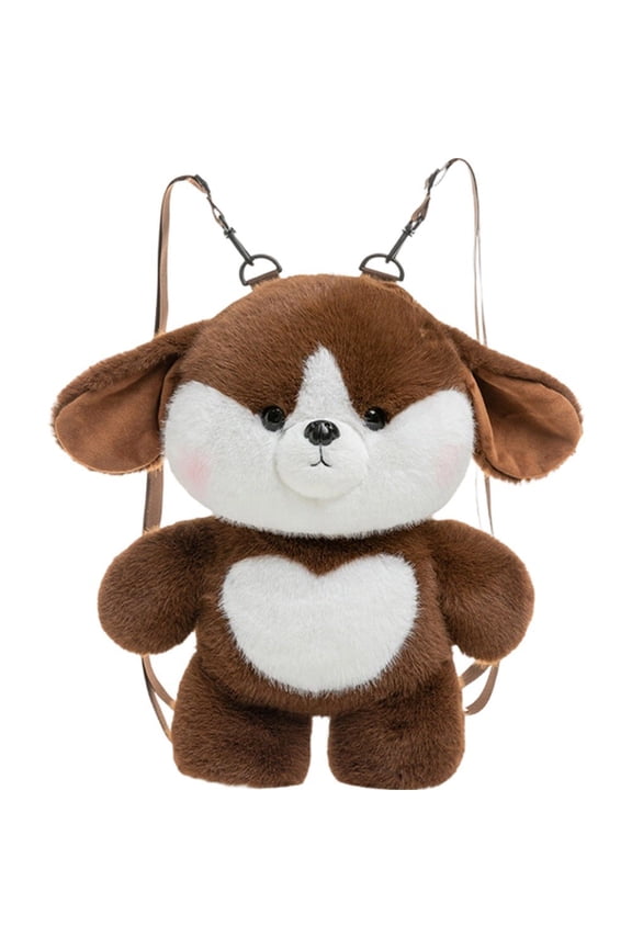 Coffee Cute Dog Plush Backpacks Casual Daily Travel Backpack 1Pc