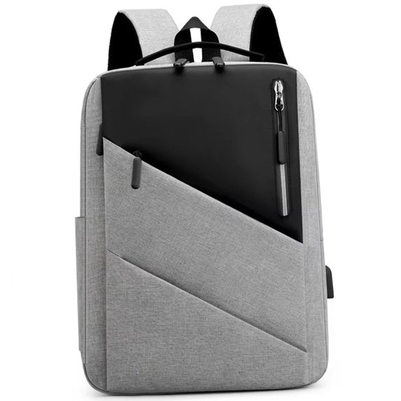 Vbsqjc Grey Waterproof Business Backpack with USB Charging Port Laptop Backpack 1Pc