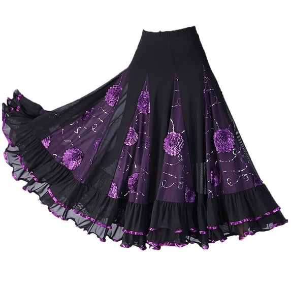 Vbsqjc Purple 360 Degree Big Swing Social Dance Skirts One Size 1Pc