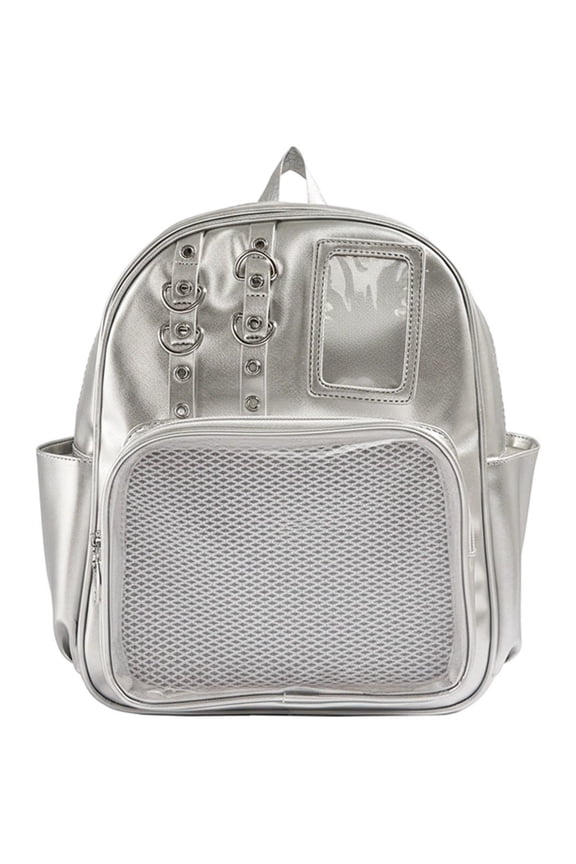Silver Mini Transparent Ita Backpacks Casual Daily Backpack 1Pc