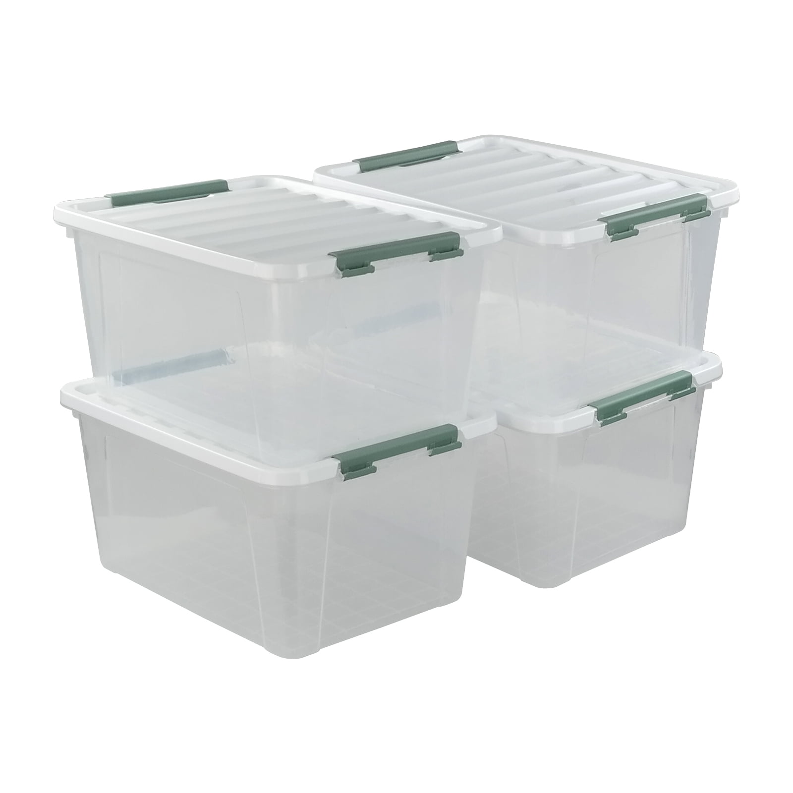 Vcansay 20 Quart Plastic Clear Storage Latch Box, Lidded Storage Bins ...