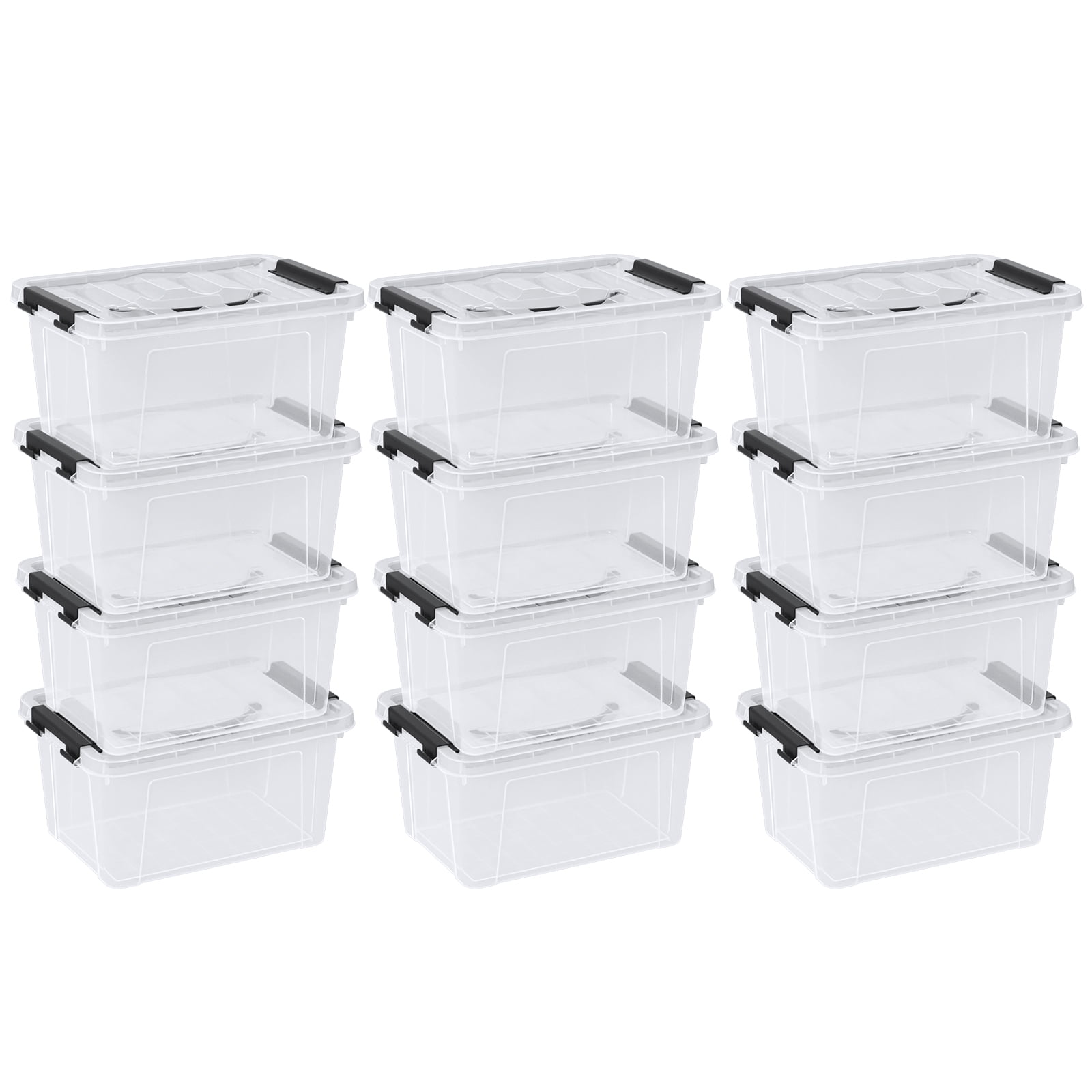 Vcansay 6 Quart Latch Box with Handle, Plastic Storage Latch Box with ...