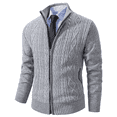 thumbnail image 1 of Vcansion Men's Knit Zip-up Sweater Outwear with Pockets Light Grey S, 1 of 5