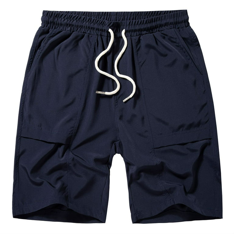 Vcansion Mens Casual Shorts Navy Quick Dry Fishing Shorts Elastic Waist  with Pockets 37-38