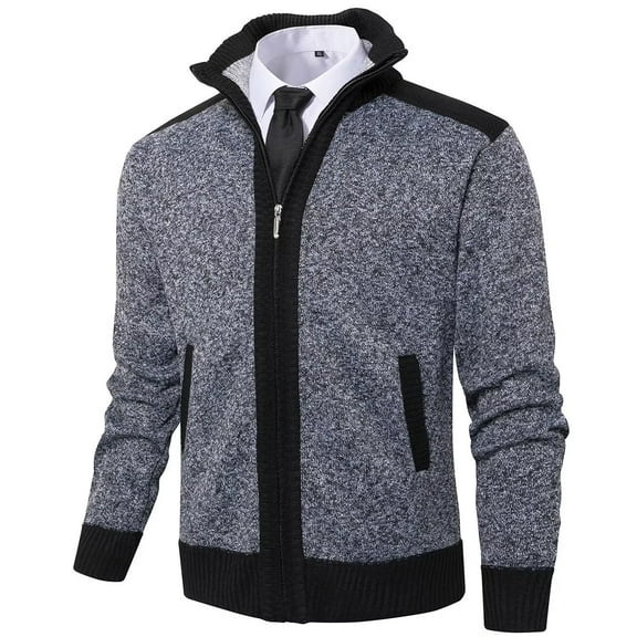 Vcansion Mens Classic Knitted Cardigan Sweaters Dark Grey S