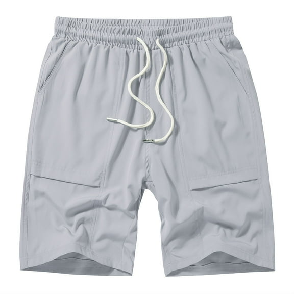 Vcansion Mens Summer Casual Shorts Classic Fit Elastic Waist with Pocket Light Gray 41-42