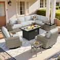 thumbnail image 1 of Vcatnet 10 Pieces Outdoor Conversation Set with Swivel Chairs Patio Sectional Sofa with Fire Pit and Coffee Table Gray, 1 of 9