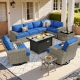 thumbnail image 1 of Vcatnet 10 Pieces Outdoor Conversation Set with Swivel Chairs Patio Sectional Sofa with Fire Pit and Coffee Table Navy Blue, 1 of 9