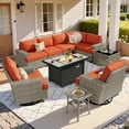 thumbnail image 1 of Vcatnet 10 Pieces Outdoor Conversation Set with Swivel Chairs Patio Sectional Sofa with Fire Pit and Coffee Table Orange Red, 1 of 9