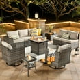 thumbnail image 1 of Vcatnet 10 Pieces Patio Furniture Outdoor Sectional Sofa Wicker Conversation Set with Rocking Chairs and Fire Pit Table for Garden,Poolside,Beige, 1 of 8