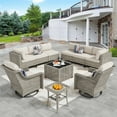 thumbnail image 1 of Vcatnet 10 Pieces Patio Outdoor Conversation Set Wicker Rattan Furniture Sofa Set with Swivel Rocking Chairs and Solar Lamp Coffee Table,Beige, 1 of 8