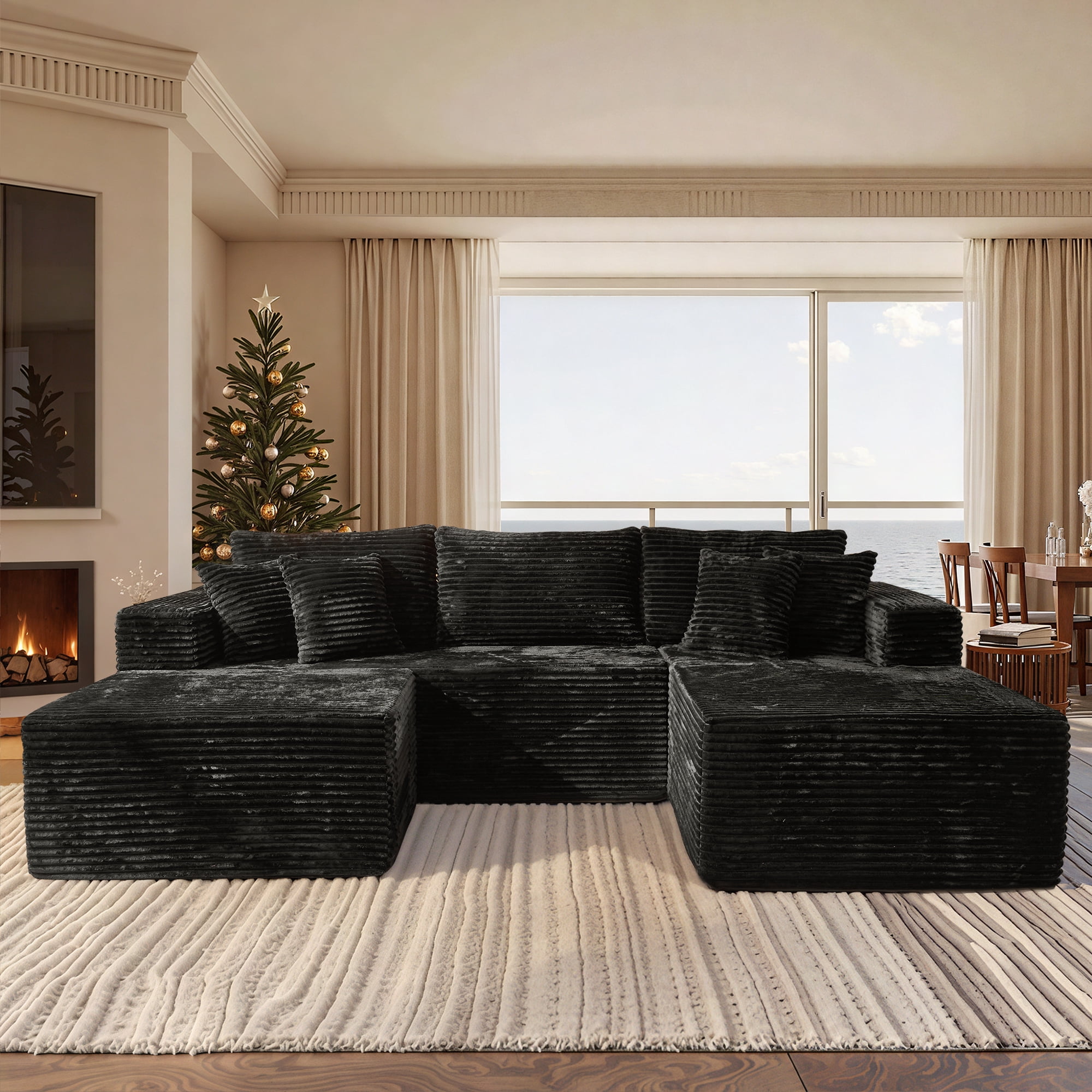 Vcatnet 108" Modular Sectional Sofa Couch L Shaped Plush Corduroy Cloud ...