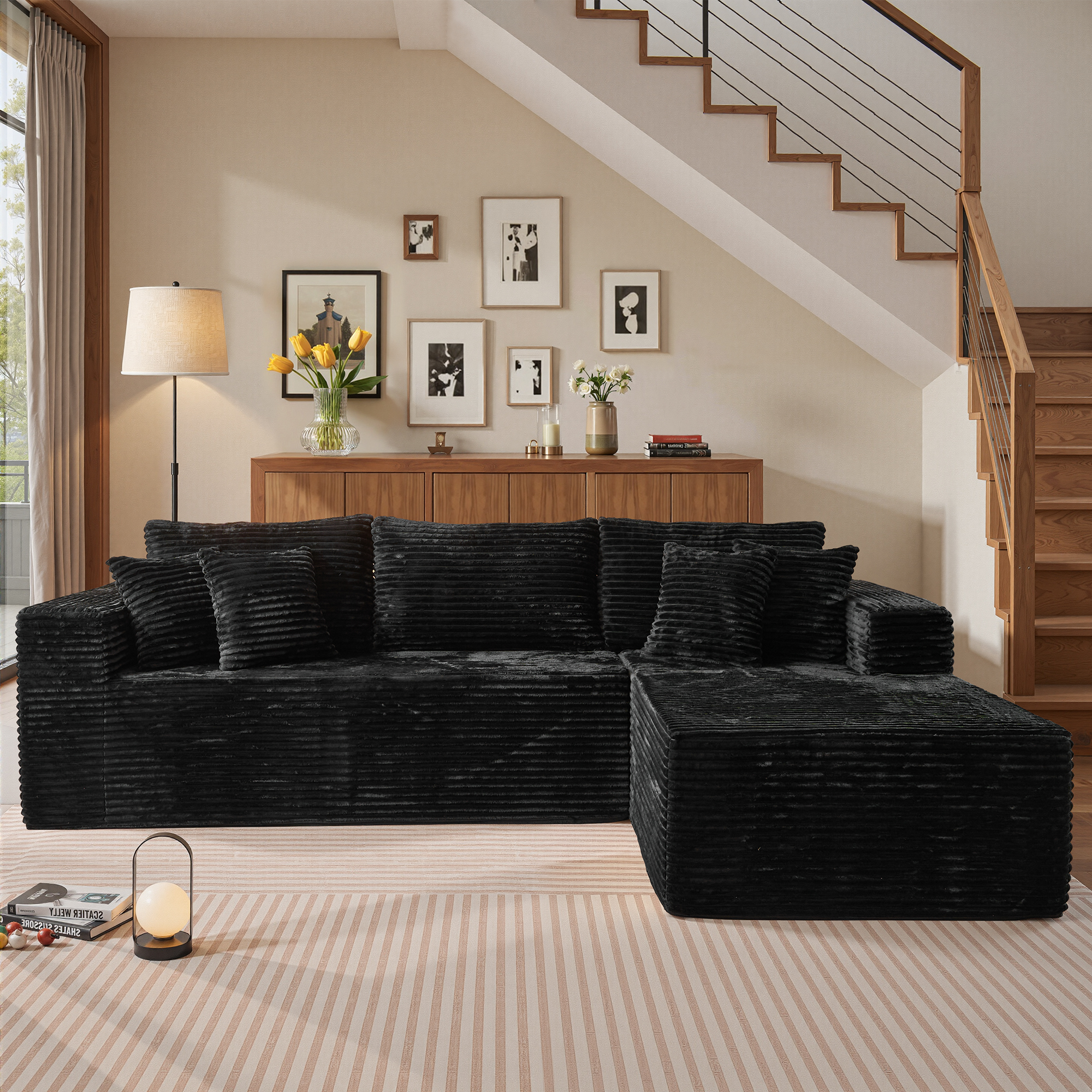 Vcatnet 108" Modular Sectional Sofa Couch Plush Corduroy Cloud Couch L ...