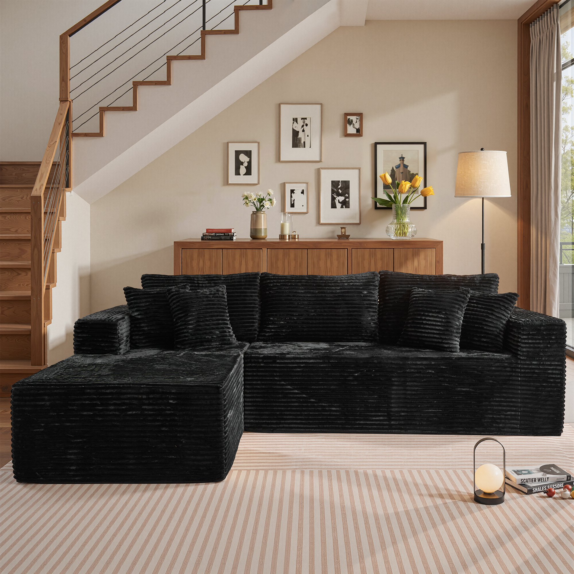 Vcatnet 108" Modular Sectional Sofa Couch Plush Corduroy Cloud Couch L ...