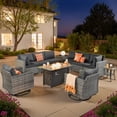 thumbnail image 1 of Vcatnet 11 Pieces Outdoor Patio Furniture Sets with Fire Pit Sectional Sofa All Weather Wicker Conversation Set with Swivel Chairs, Black, 1 of 10
