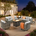 thumbnail image 1 of Vcatnet 11 Pieces Outdoor Patio Furniture Sets with Fire Pit Sectional Sofa All Weather Wicker Conversation Set with Swivel Chairs, Gray, 1 of 10